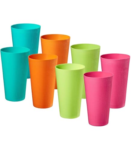 Amazon.com | KX-WARE 32-ounce Plastic Tumblers Large Drinking Glasses, set  of 6 Multicolor: Tumblers & Water Glasses