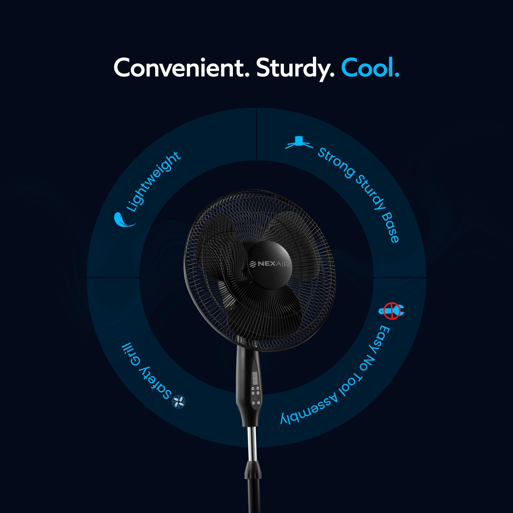 NEXAIR Oscillating 16 Inch Pedestal Stand Up Quiet Operating Room Fan With Remote Control, 3 Speed Stand for Bedroom, with Adjustable Height, Standing Fan Great For Office & Living Room