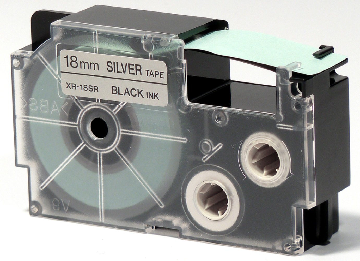 Casio EZ-Label Printer XR-18SR1 Self-Adhesive Label Tape 18 mm x 8.0 m Black on Silver