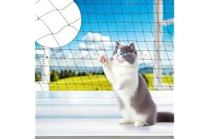 SILEASNCEI Pet Safety Net for Balcony, 3x6M Heavy Duty Nylon Mesh Cat Protection Netting, Cuttable Safety Net with Zip Ties, Rope & Screws, Anti-Fall Fence Net for Window, Stairs, Balcony, Indoor Outdoor Use