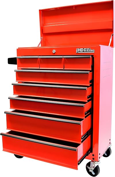 Hilka Tools G301T8BBS 8 Drawer Heavy Duty Trolley Red Steel Ball Bearing Slides
