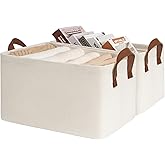 CHICVITA Storage Bins for Shelves, Closet Bins for Organization, Collapsible Storage Baskets for Towels, Rectangle Basket for Bedroom, 14 ¾" L x 10 ¼" W x 8 ¼" H, Beige, 2-Pack