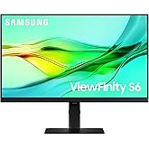 SAMSUNG 24" ViewFinity S6 (S60UD) Series QHD High Resolution Computer Monitor, 100Hz, HDR10, USB-C, Built-In LAN Port, Daisy Chain Support, Easy Setup, Height Adjustable Stand, LS24D606UANXZA, 2024
