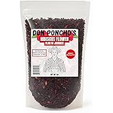 Don Ponchos Hibiscus Tea Organic 1Lb - Premium Hibiscus Flowers for Loose Leaf Tea - Flor de Jamaica for Refreshing, Aromatic Herbal Infusion - Ideal for Hot or Iced Beverages