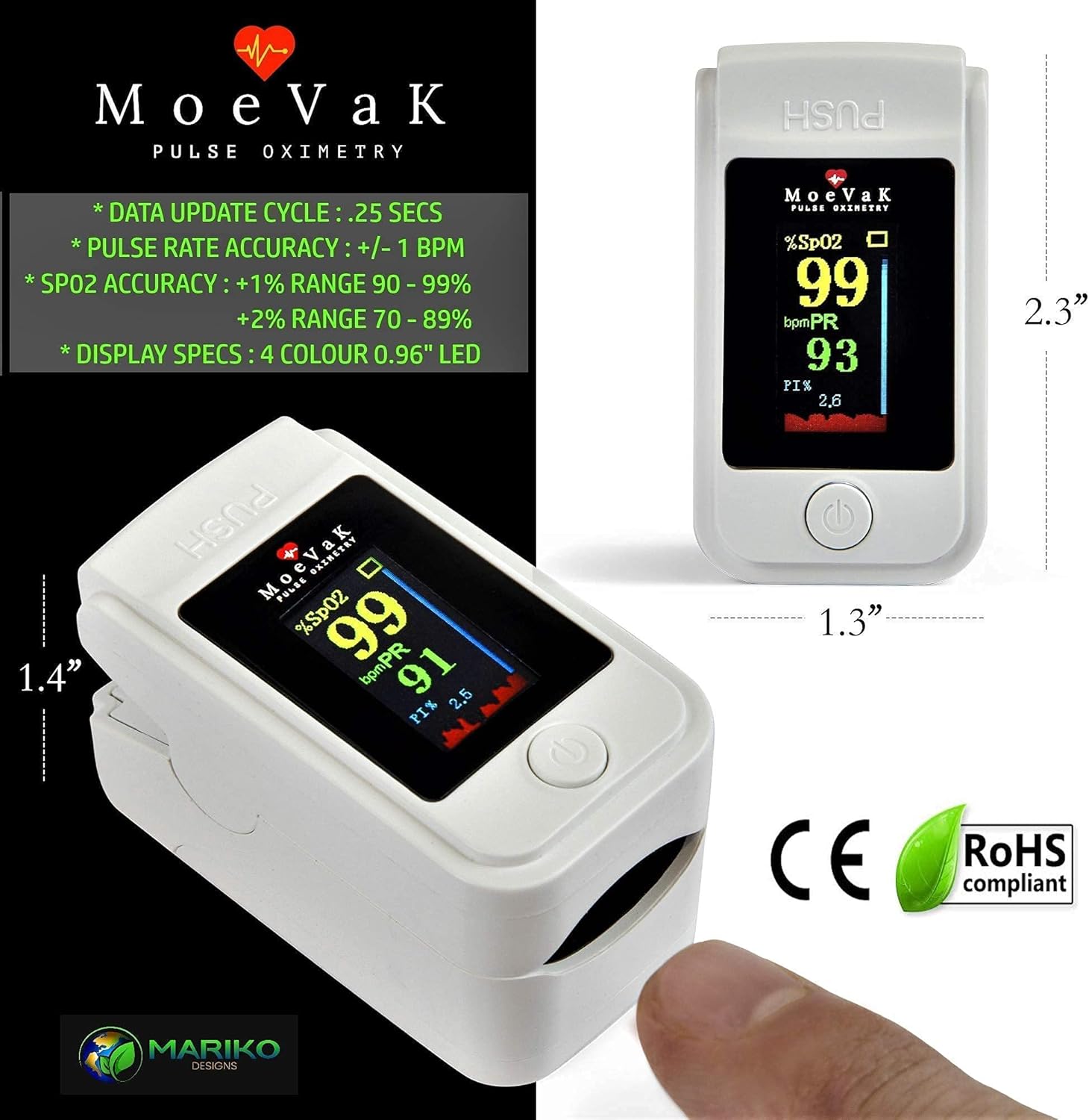 MVK22 Premium Spo2 Pulse Oximeter Fingertip Blood Oxygen Saturation Monitor Rechargeable Batt Pulse Ox Oximetry o2 Monitor Finger for Oxygen Athletic & Aviation Pulse Oximeters Oxygen Monitor (White): Health & Personal Care