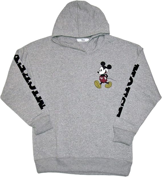 Amazon レディース Disney ディズニー ミッキーマウス 裏起毛 プリント ドロップショルダー プル パーカー M レッド 杢グレー 杢ネイビー 84 2646 杢グレー M トレーナー パーカー 通販