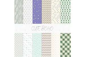 CREATIVETREES Boho Scrapbook Paper 12x12 180G Double-Sided Decorative Paper for Scrapbooking, Junk Journaling, and Card Making, Ideal Scrapbook Supplies and Paper Craft Supplies 24 Sheets（Green Boho Bliss）