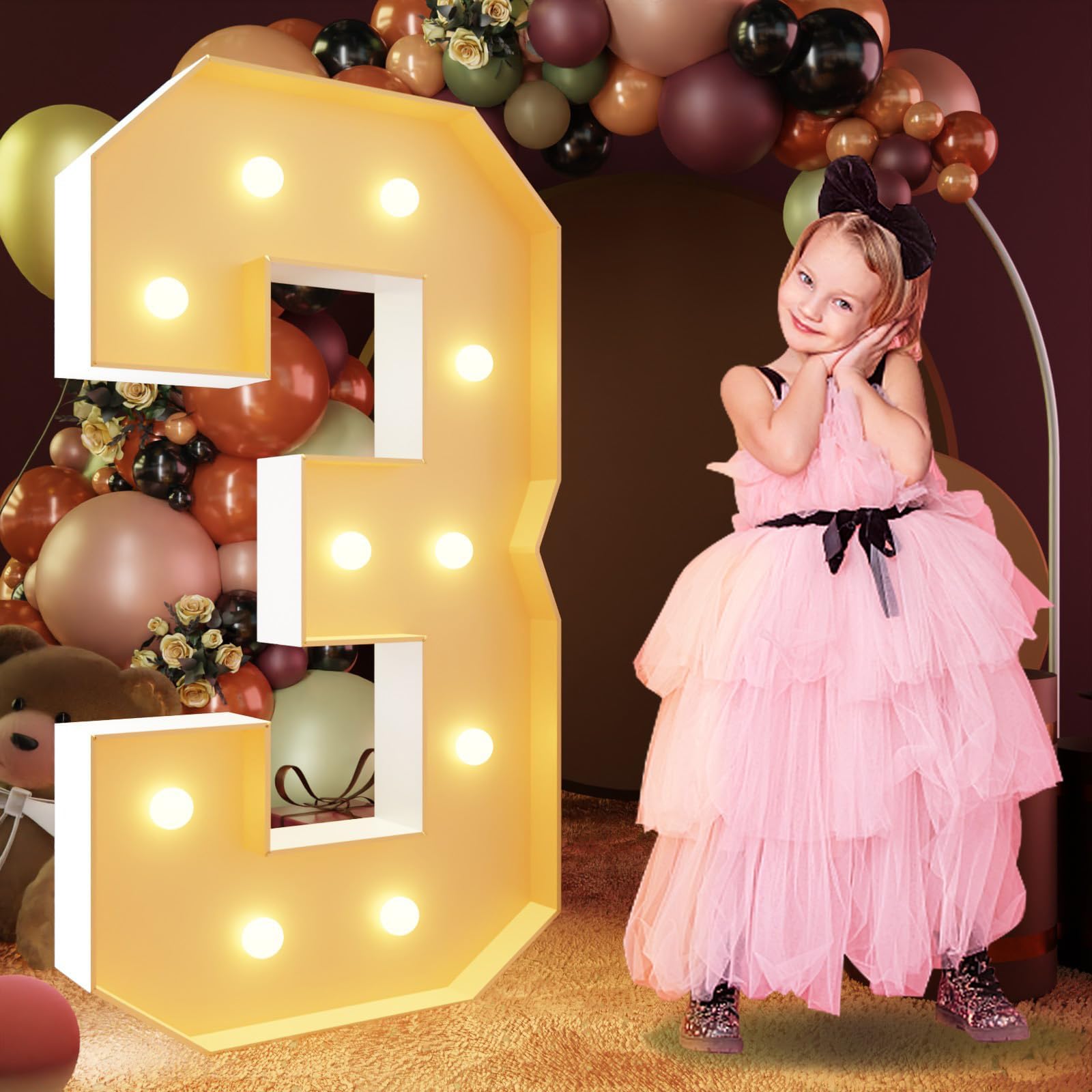 Photo 1 of imprsv 4FT Marquee Numbers, Light Up Letters for 30th Birthday & Anniversary Parties, Pre-Cut Foam Board Kit