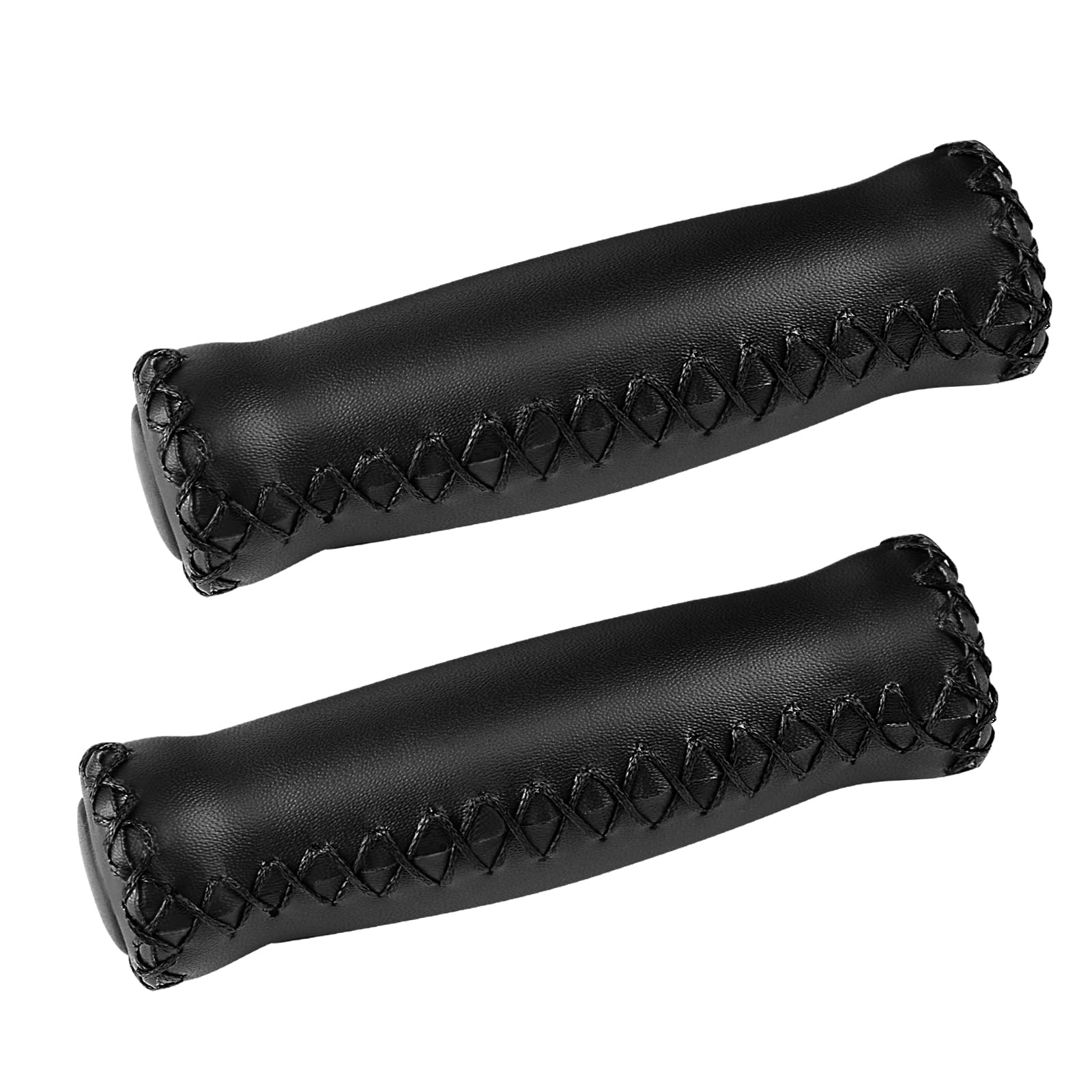 SOLODRIVE Bike Handlebar Grips, Vinyl Leather Grips, Hand-Stitched for Beach Cruiser Bike, Fits Most 22.2mm (7/8") Bicycle Handlebar (Black) — image 1