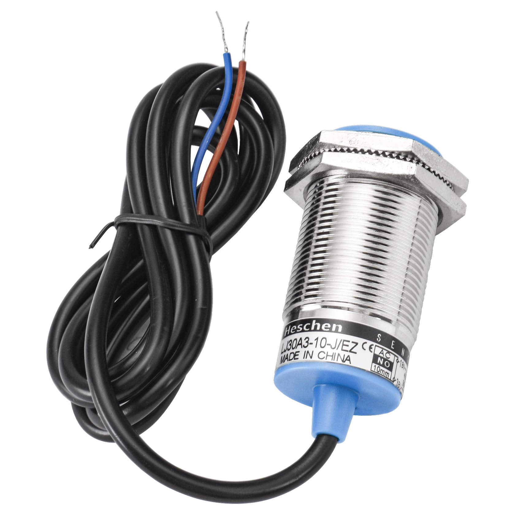 Heschen M30 Inductive Proximity Sensor Switch Shield Type LJ30A3-10-J/EZ Detector 10mm 90-250VAC 400mA Normally Open(NO) 2 Wire