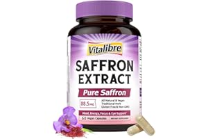Vitalibre Saffron Supplements, 100% Pure Saffron Extract Capsules, 60 Capsules, Non-GMO