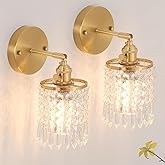 Shenmoyl Set of 2 Crystal Battery Operated Wall Sconce, Rechargeable Battery Powered Wall Lamp with Remote Control, Modern Di