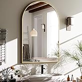 HARRITPURE 20"x30" Arched Bathroom Mirror - Wall Mounted Mirror - Gold Arch Mirror - Aluminum Alloy Frame Bathroom Mirror Liv