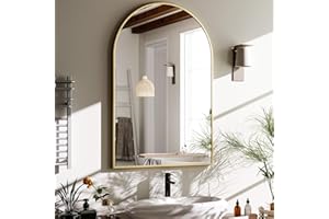 HARRITPURE 20" x 30" Arch Mirror Bathroom Wall Mounted Mirrors Gold Vanity Mirror with Metal Frame for Bedroom Living Room En