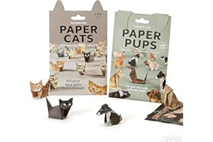 2Pcs Paper Cats and Dogs Origami Kit, 100 Sheets 3D Pet Models for Animal Sculpture origami paper, Fun Craft Activity for Adu
