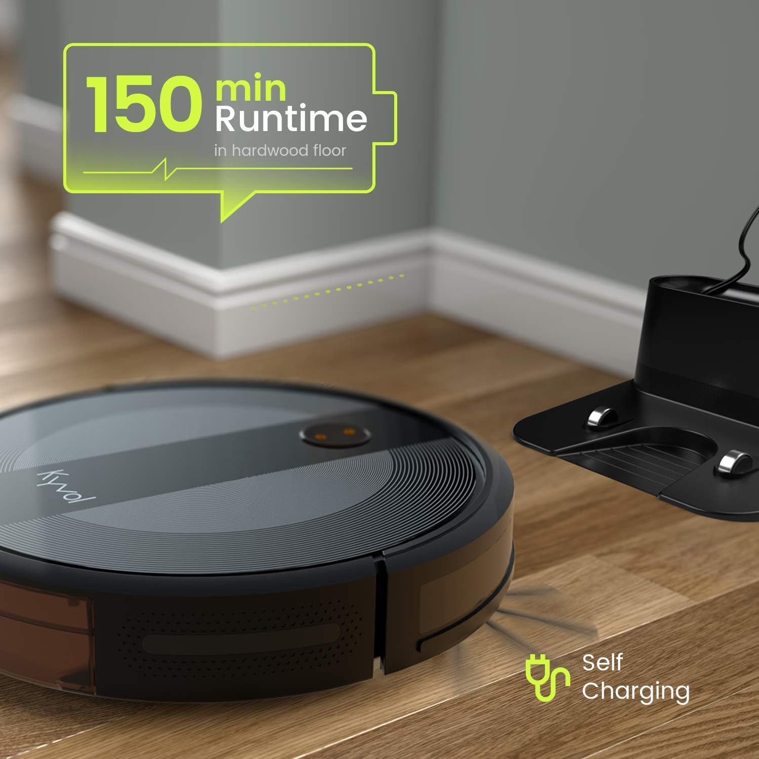 Kyvol Cybovac E20 Robot Vacuum Cleaner, 2000Pa Suction, 150 min Runtime, Boundary Strips Included, Quiet, Super-Thin, Self-Charging, Works with Alexa, Ideal for Pet Hair, Carpets, Hard Floors: Home & Kitchen