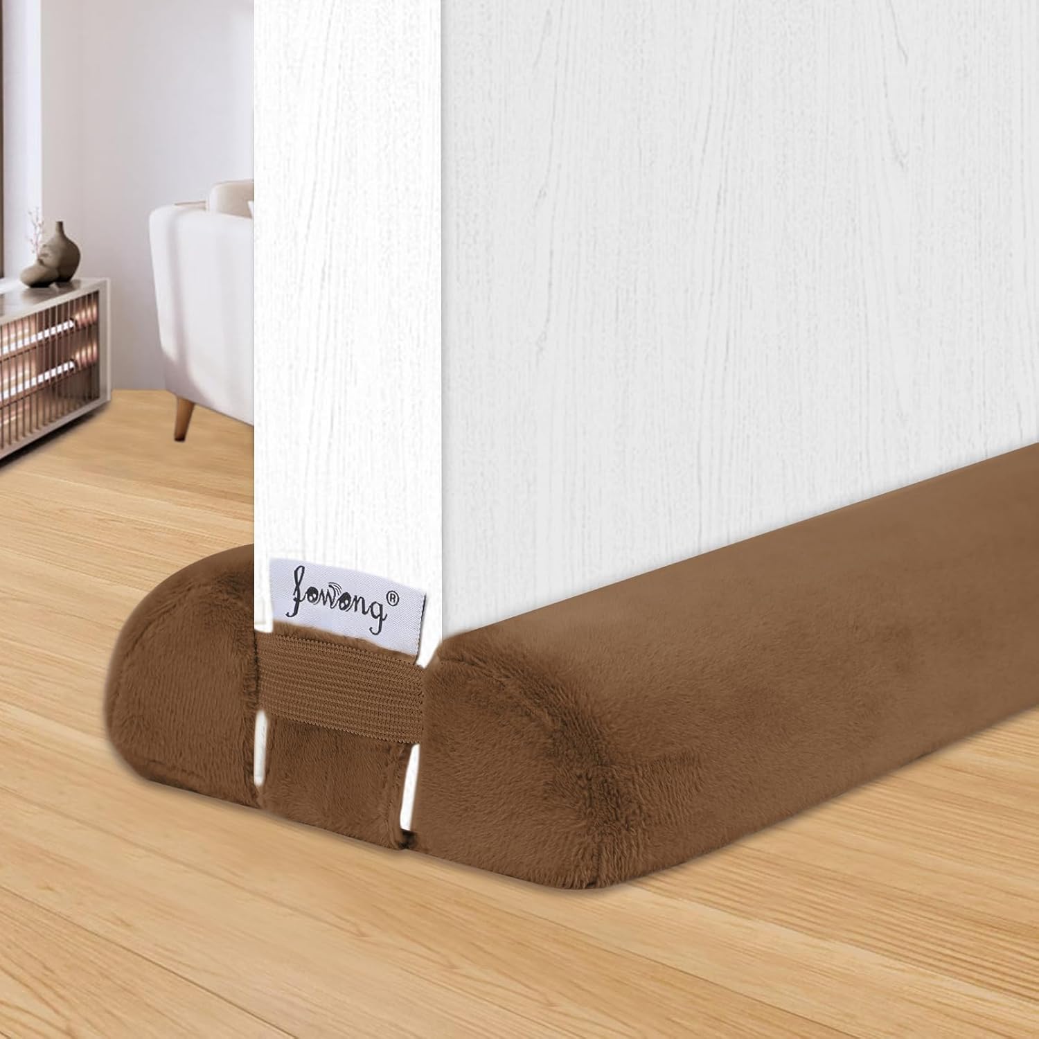 Draft Stoppers - fowong Double Side Draft Stopper Noise Blocker for Bottom of Door Stopper Seal Gap Machine-Washable Air Blocker Dark Coffee Color