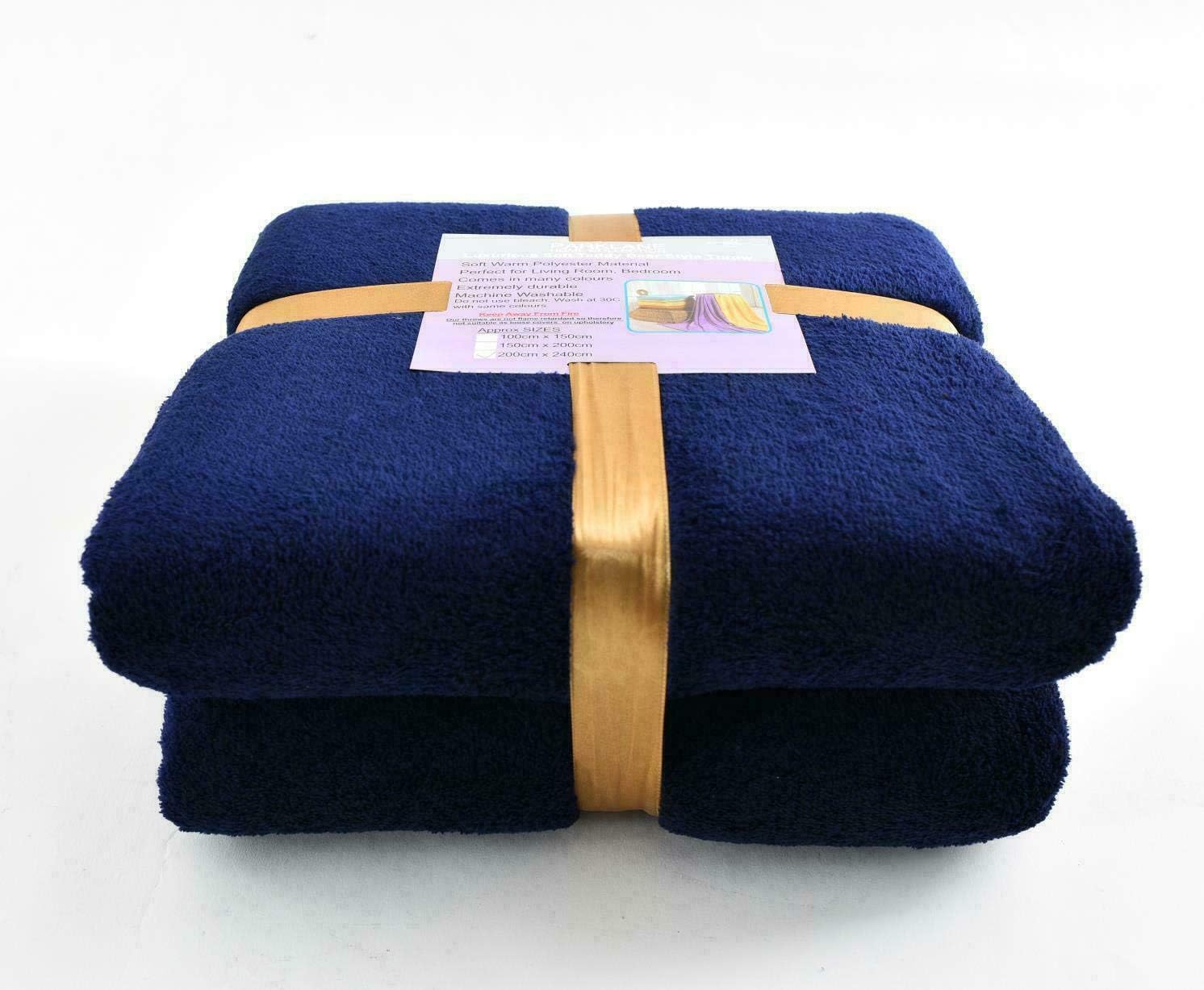 Impero Romano Teddy Bear Warm Fluffy Soft Fleece Throw Over Bed Sofa Navy Blue Blanket in King Size (Navy Blue, King)