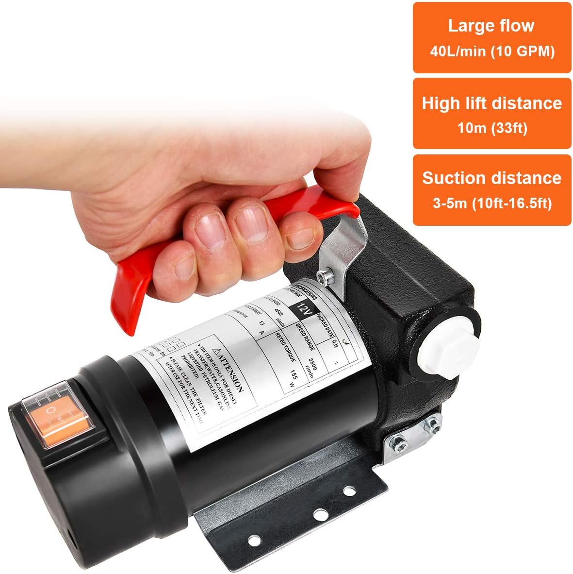 Goplus Electric Fuel Pump 12V 10GPM Diesel Bio Kerosene Oil Transfer Extractor: Automotive