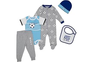 Gertex 5-Piece Layette Sport Set Gift Bundle for Babies & Infants | Baseball, Basketball, Hockey, Soccer, Football