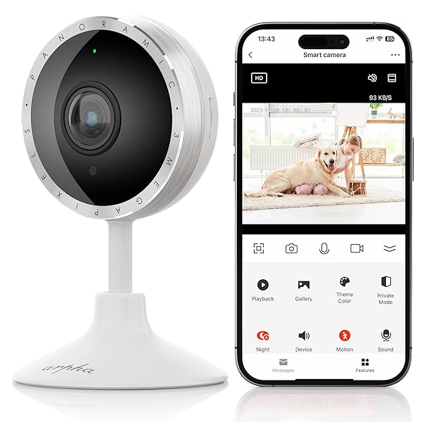 ARPHA 2K INDOOR SECURITY CAMERA, WIFI PET CAMERA...