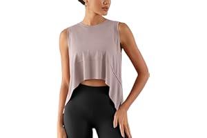 ODODOS Modal Soft Sleeveless Crop Top for Women Athletic Tee Gym Workout Cropped Yoga Tank