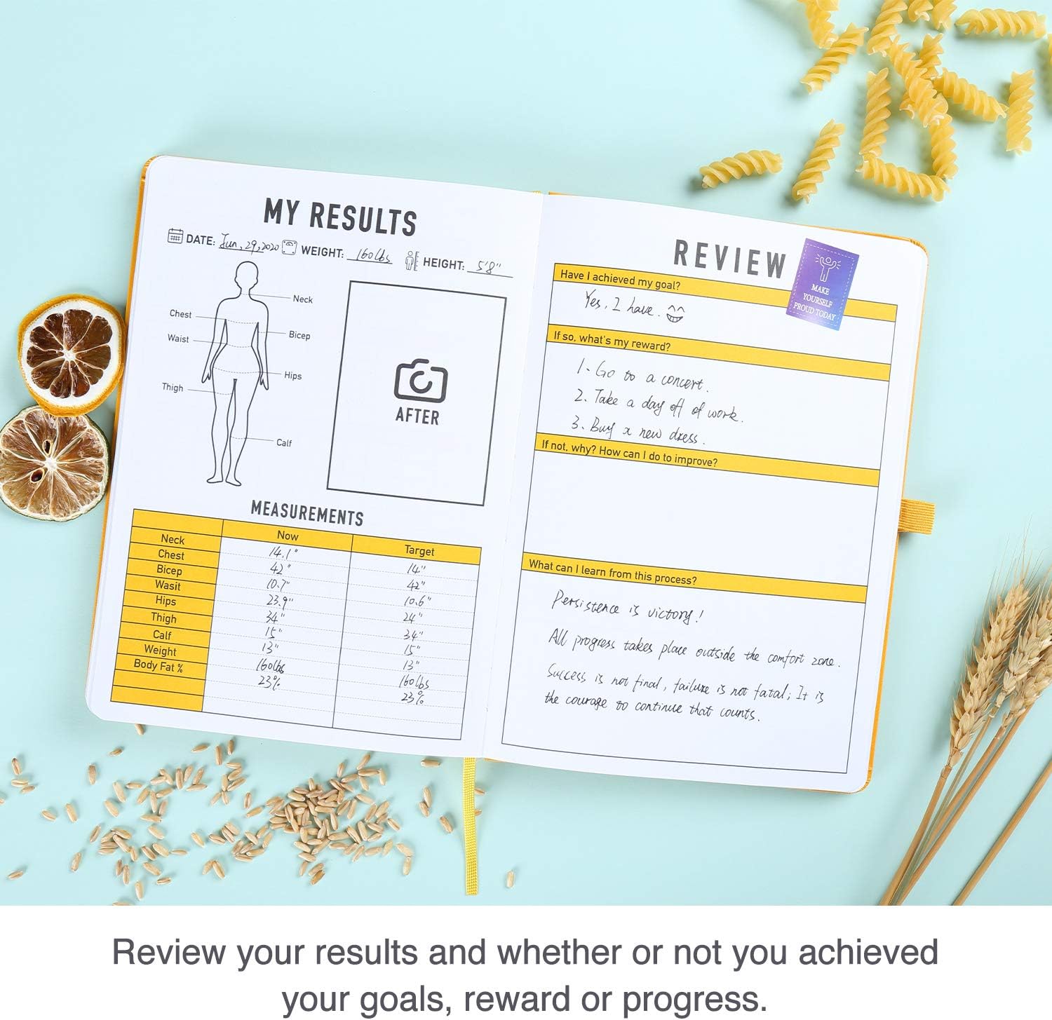 Soligt Food & Fitness Journal and Planner with Wellness Nutrition Record for Meals, Workout, Weight Loss and Diet Tracking 4 Months in A5 Size: Office Products