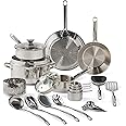 T-fal Gourmet Stainless Steel Cookware Set: 20-Piece Kitchen Essentials, Induction Compatible, Dishwasher Safe, Oven Safe to 500F, Durable Pots and Pans with Steamer for Versatile Cooking