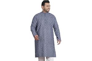 Sojanya PLUS (Since 1958) Men's Cotton Blend Printed Long Kurta