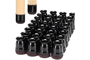32 PCS Chair Leg Floor Protectors - Extra Small Black Caps for Round Legs (14―19mm / 1/2"―3/4") Anti Scratch