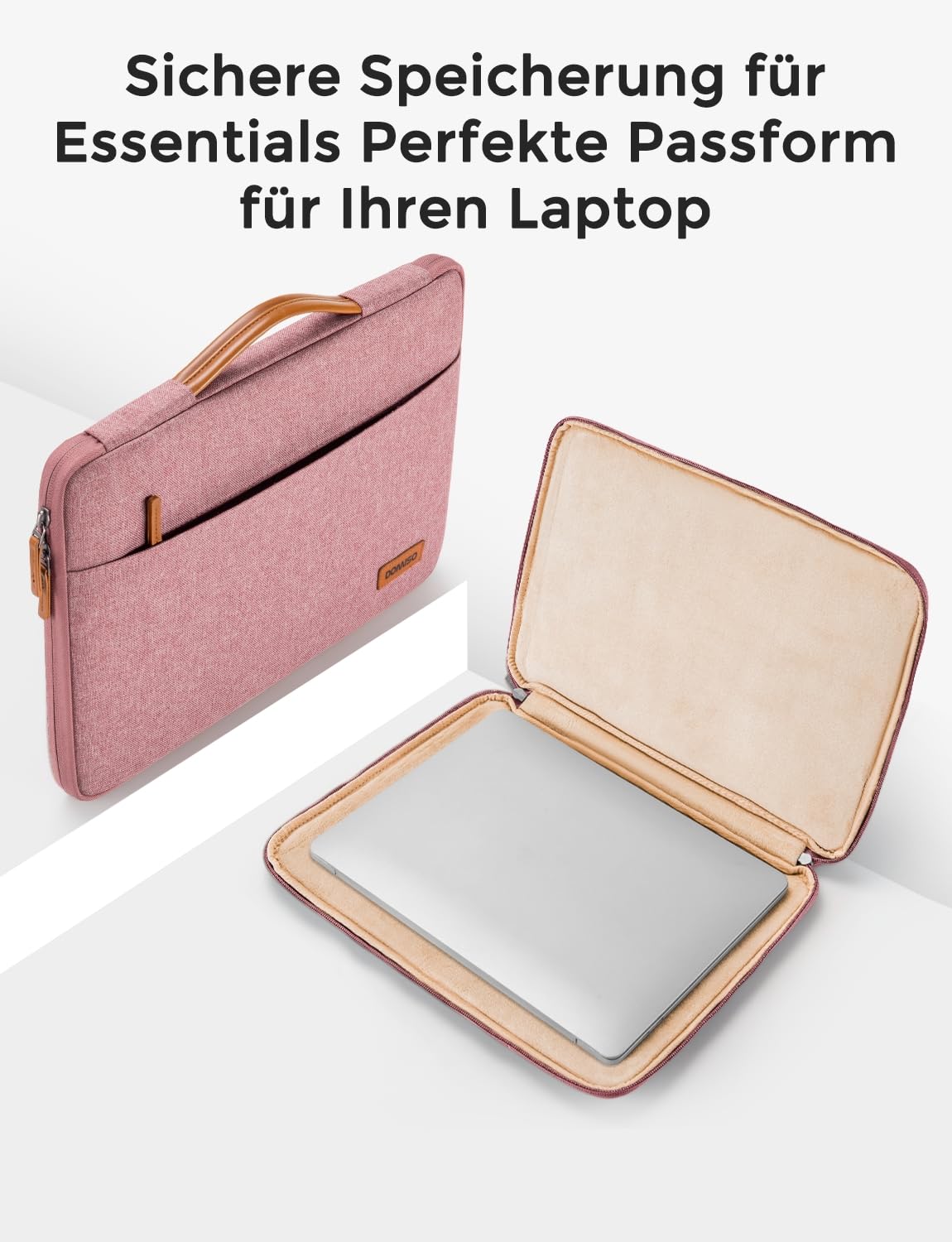 DOMISO Laptoptasche 15.6 zoll Laptop Hülle Tasche für 16 Zoll MacBook Pro 16 M5(2026)/M4(2025)/M3/M2/M1/Max,15,6 zoll Laptophülle Damen Wasserdicht Notebook Sleeve Case Bag Schutzhülle mit Griff,Rosa 7