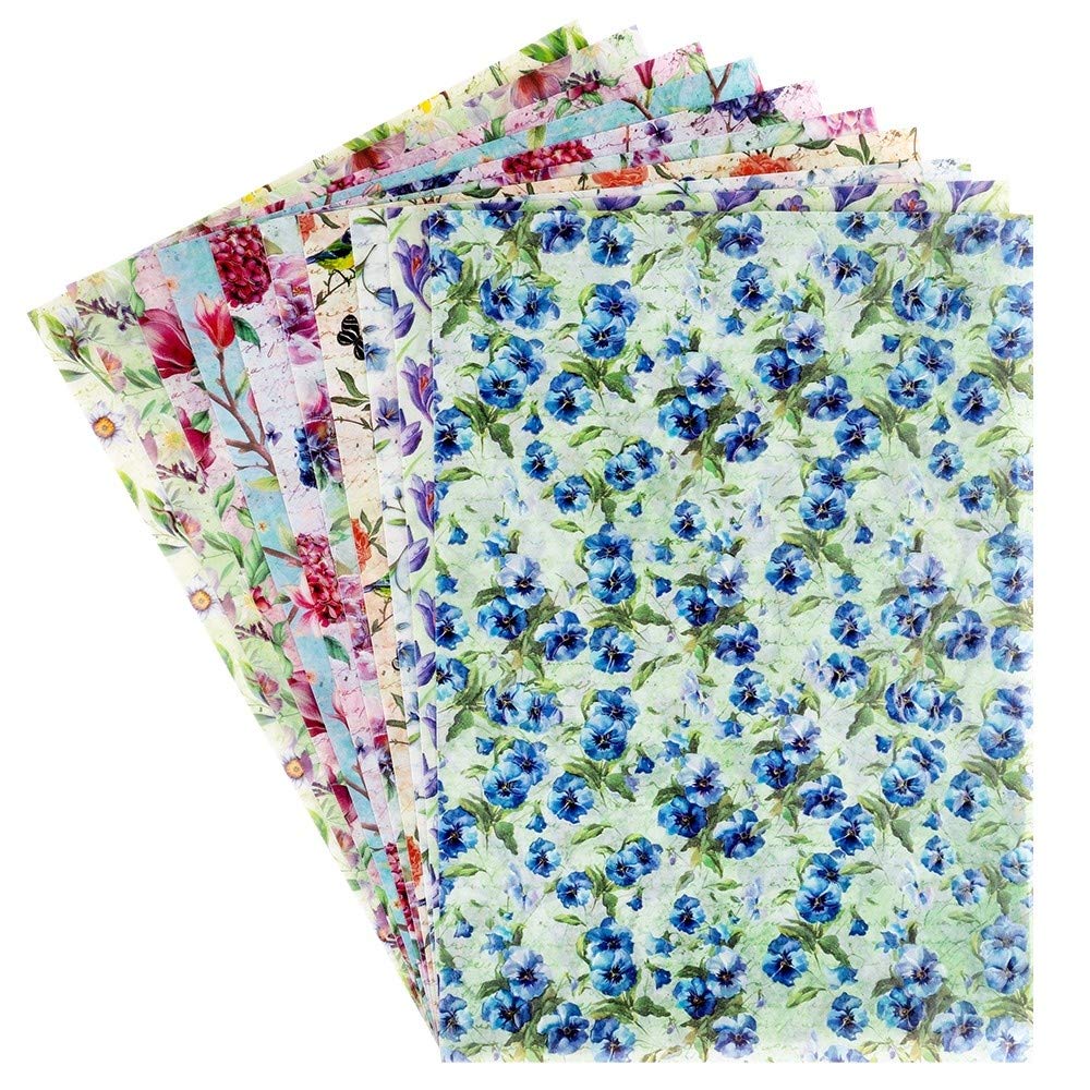 Ideen mit Herz Decorative paper | motif transparent paper deluxe | embossed, coloured | spot-varnished finish | DIN A4 | 150 g/m² | 10 sheets | craft paper with pattern (spring flowers)