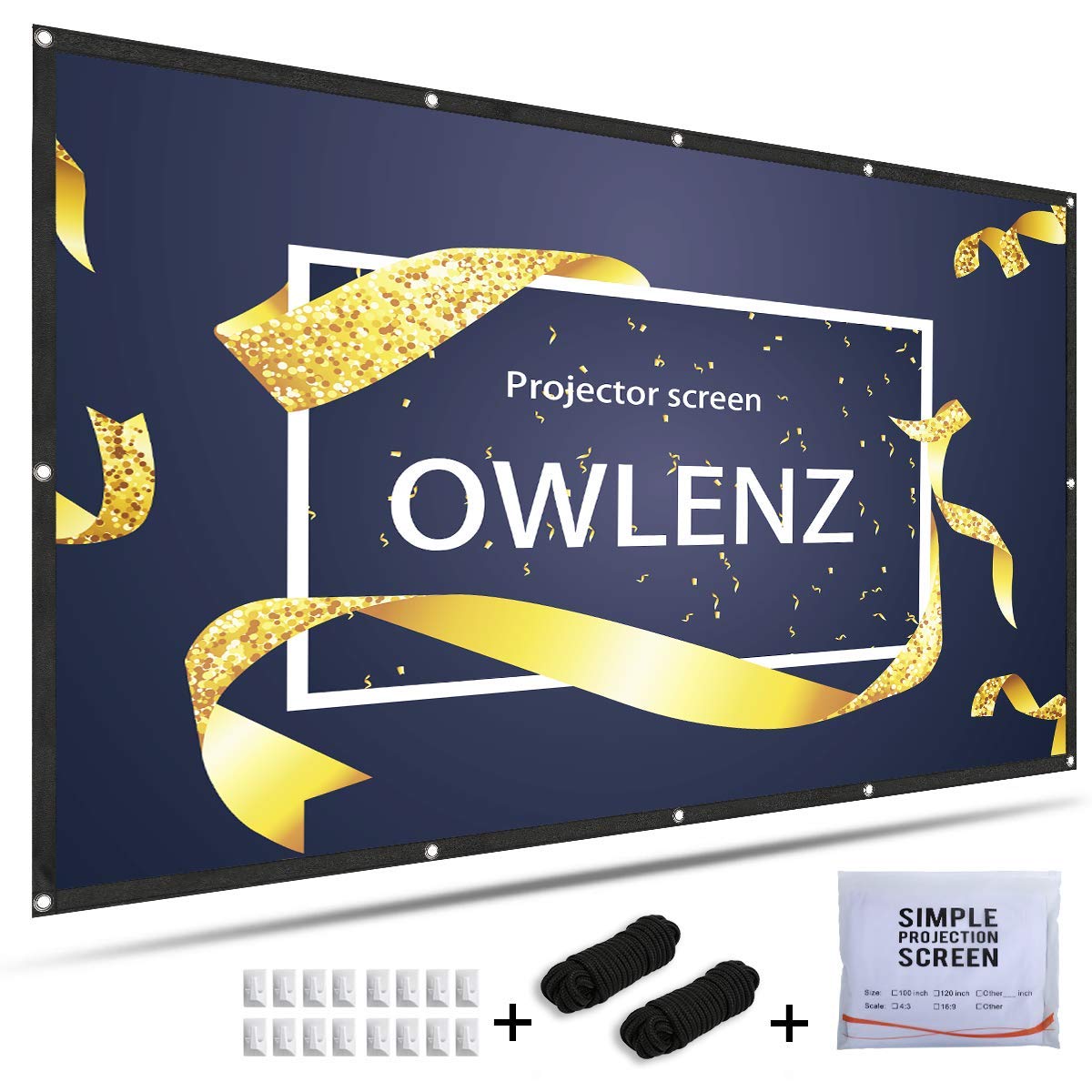 Pantalla Proyector 120 pulgadas 16: 9 OWLENZ Pantalla de ...