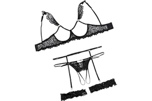 Avidlove Sexy Lingerie for Women Underwire Floral Lace Bra and Panty Garter Lingerie Sets S-XXL