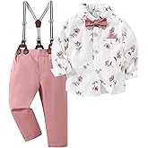 nilikastta Toddler Boy Outfit Boy Suit Boy Dress Shirt with Bowtie/Suspender Pants Gentleman Wedding Outfits 1-10 Years