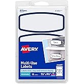Avery Removable Multi-Use Labels, Blue Border, 3.75 x 1.625 Inches, Pack of 15 (41445)