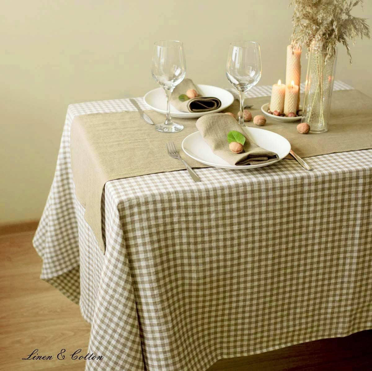 Linen & Cotton Gingham Tablecloth Estella, 100% Linen - Image 4