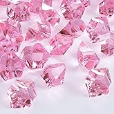 Babenest Acrylic Crushed Ice Rocks, 150 PCS Fake Crystals Plastic Ice Cubes Diamonds Gems for Vase Fillers, Home Decoration, Table Scatter, Event, Wedding, Arts & Crafts (Pink)