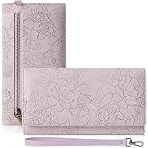 GAEKEAO Wallets for Women Vegan Leather RFID Blocking Card Holder Trifold Ladies Long Purse Wristlet Clutch with 3 ID Windows