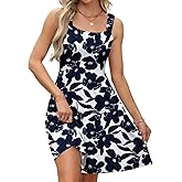 QACOHU Summer Dresses for Women 2026 Square Neck Sleeveless Sundress Casual Pocket A-Line Midi Dress