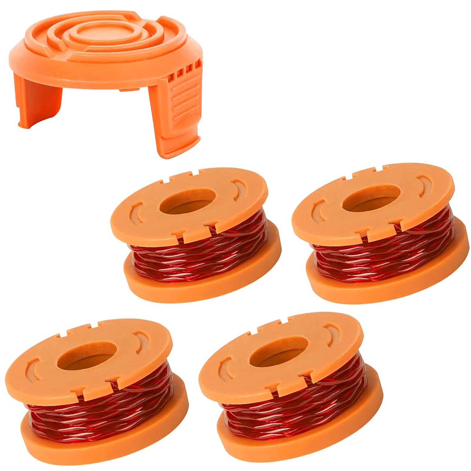 MUFUSHAN 4pcs Strimmer Spool and Line, WA0004 Grass Strimmer Spool Compatible with Worx Grass Trimmers Replace WG151,WG163E.1,WG163E.2,WG163E.3,WG163E.6,WG163E.9