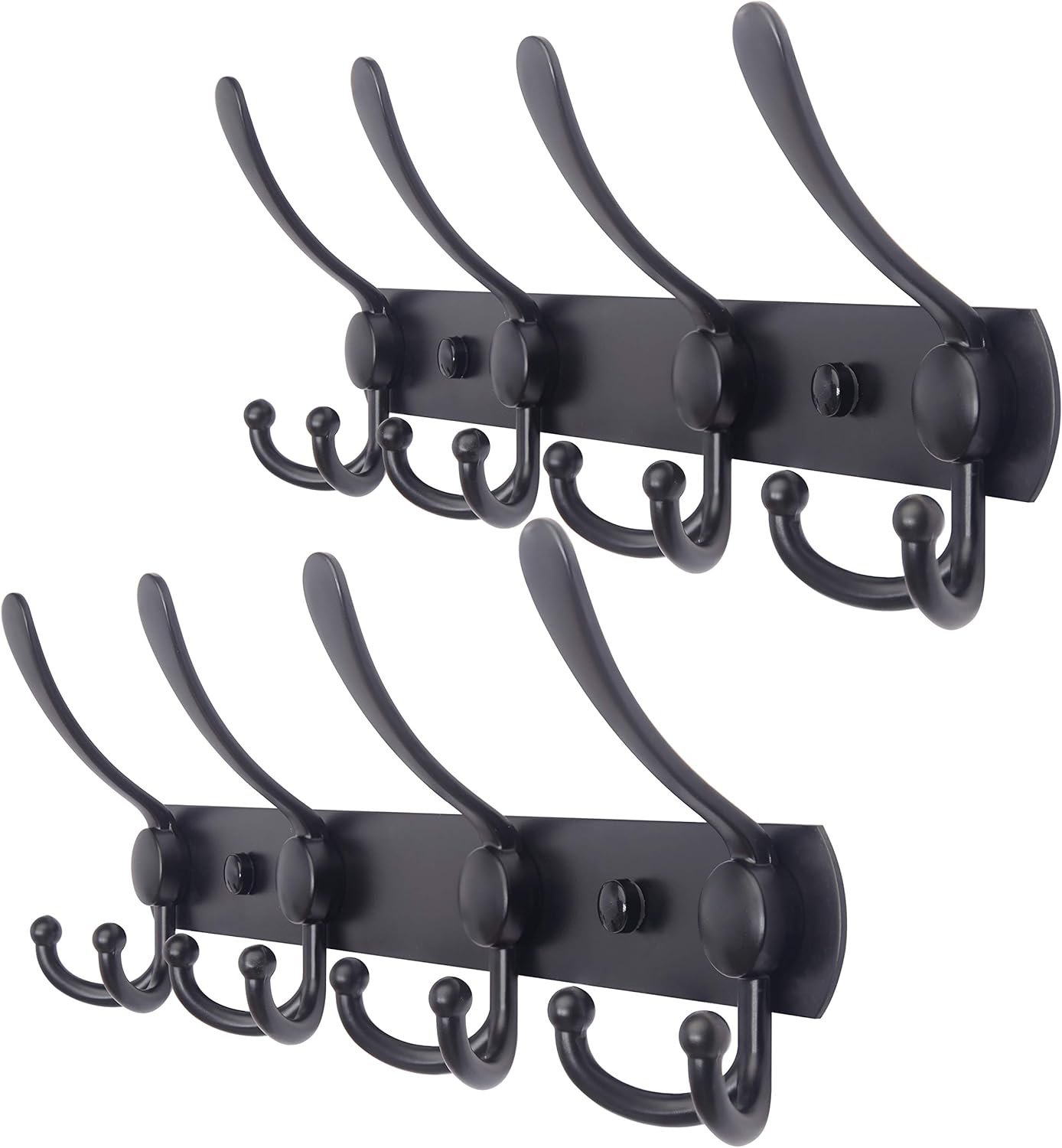 WEBI Coat Rack Wall Mounted 4 Tri Hooks,2 Packs(24 Hooks),Stainless Steel Triple Hook Rail/Rack