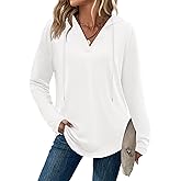 Zeagoo Hoodies for Women Long Sleeve Drawstring V Neck Pullover Sweatshirts Shirts Loose Casual Fall Tops