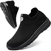 LARNMERN Slip on Steel Toe Shoes for Men Women Composite Toe Shoes Slip on Sneakers Work Safety Shoes Comfortable Lightweight Construction Running Walking Tennis Shoes