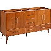 Signature Hardware 478411 Novak 60" Double Vanity Cabinet Only with Teak Cabinet - Less Vanity Top - Natural Teak