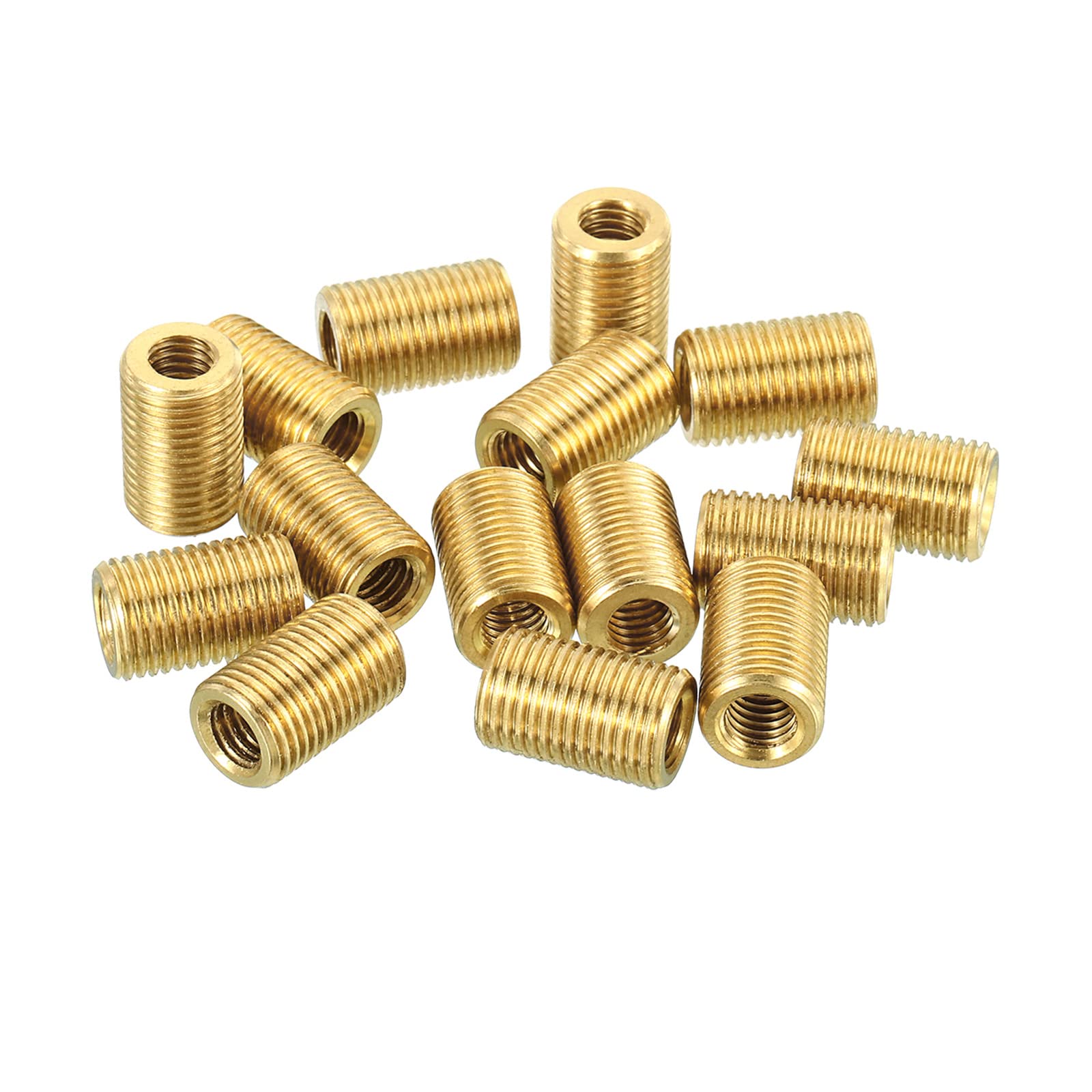 PATIKIL M10 to M6 Fine Thread Adapter Reducer Thread Reducing Nuts Insert, 15 Pack 15mm Threaded Hollow Tube Adapter Brass Coupler Connector Pipe Fitting