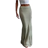 SOLY HUX Women's Maxi Skirt Elastic Low Rise Knitted Bodycon Summer Vacation Long Skirts