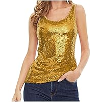 SATINIOR Women's Sleeveless Glitter Sequin Tank Tops Shimmer