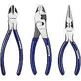 WORKPRO Pliers Set, 3-Piece Professional Pliers Tool Kit | 6" Needle Nose Pliers, 6" Slip Joint Pliers &amp; 6" Diagonal Pliers, Soft Grip Handles for Home DIY &amp; Electrical Work