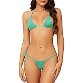 Dadress Extreme Sexy Mini Bikini Sets 2Pcs Swimwear G-String Bottom Swimsuit Micro Bikinis for Women